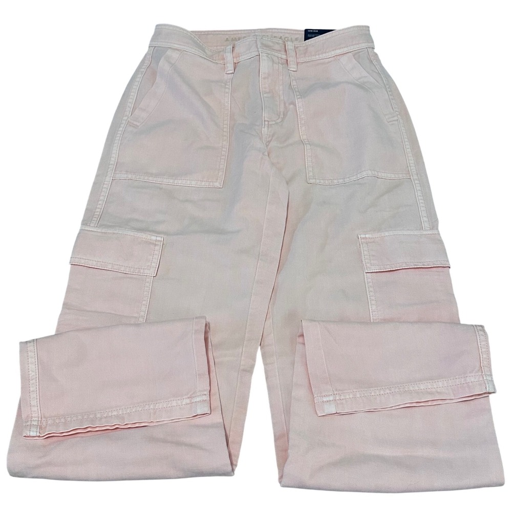American Eagle Ex-Boyfriend Cargo Pant Low Rise Wide Leg 23W Regular 000 Salmon